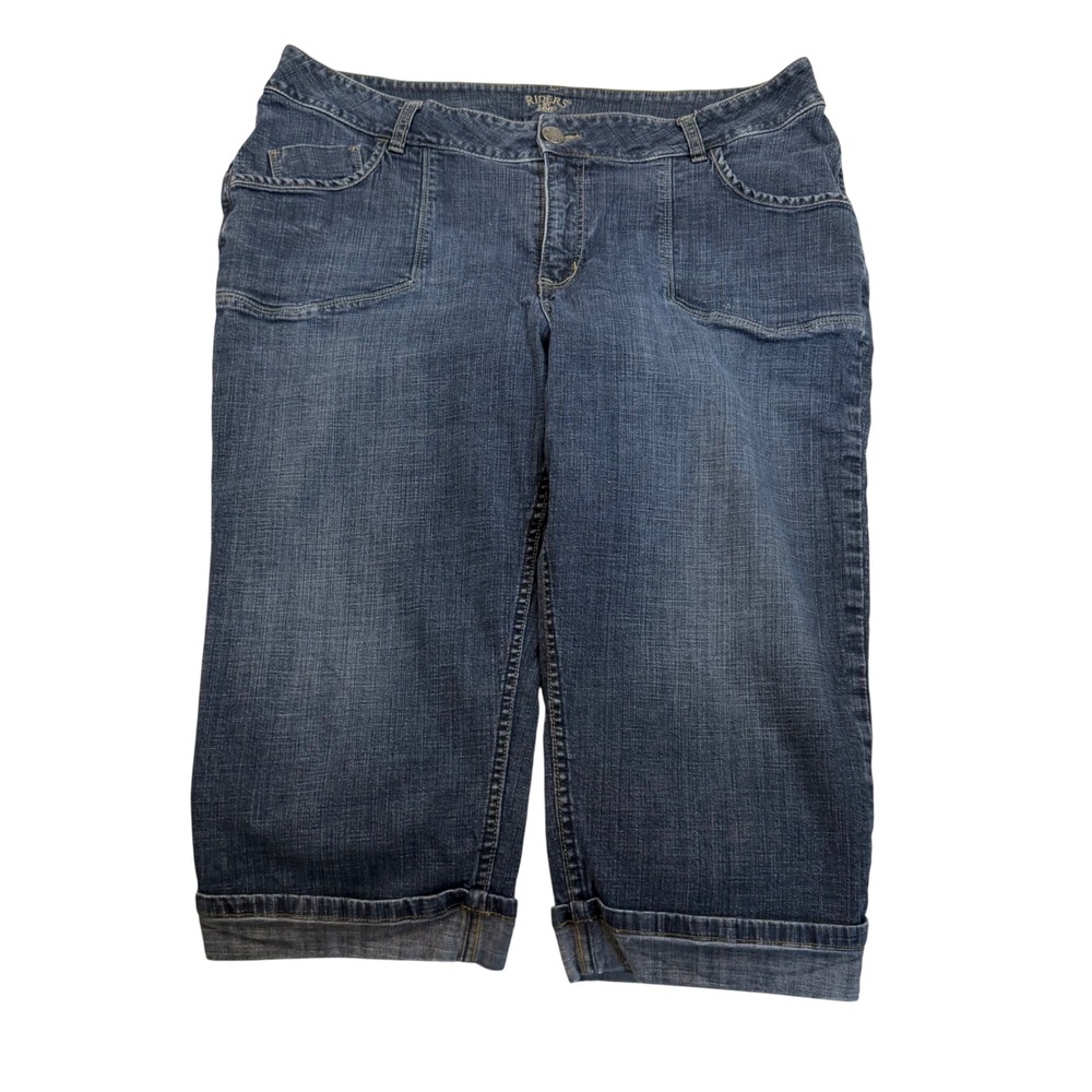 Riders by Lee Womens Blue Denim Cuffed Capri Jeans Size 20W Medium Wash 151R396